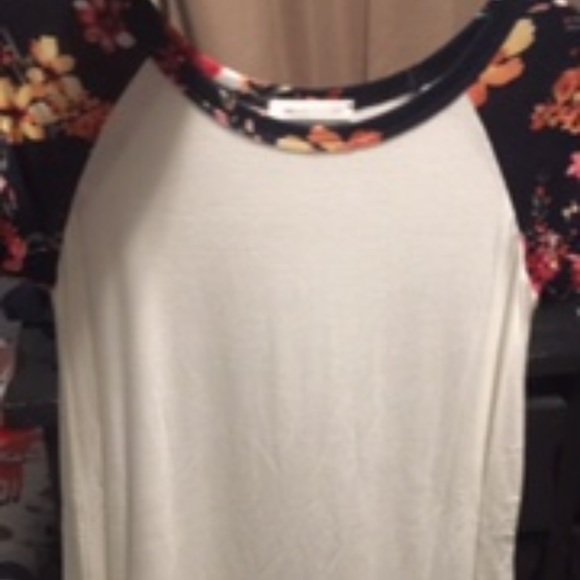 Reborn J Tops - Ivory with Navy Floral Raglan Reborn J Tops - Ivory with Navy Floral Raglan